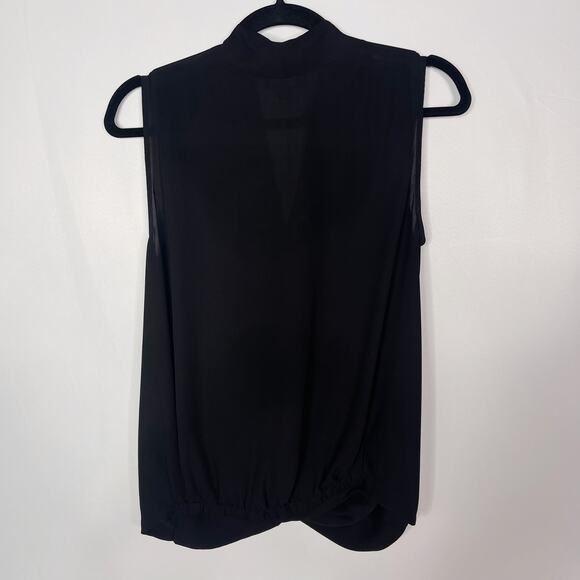 Vince Camuto Small S Black Faux Wrap Sleeveless Blouse Top V Neck Work Career - Picture 2 of 6